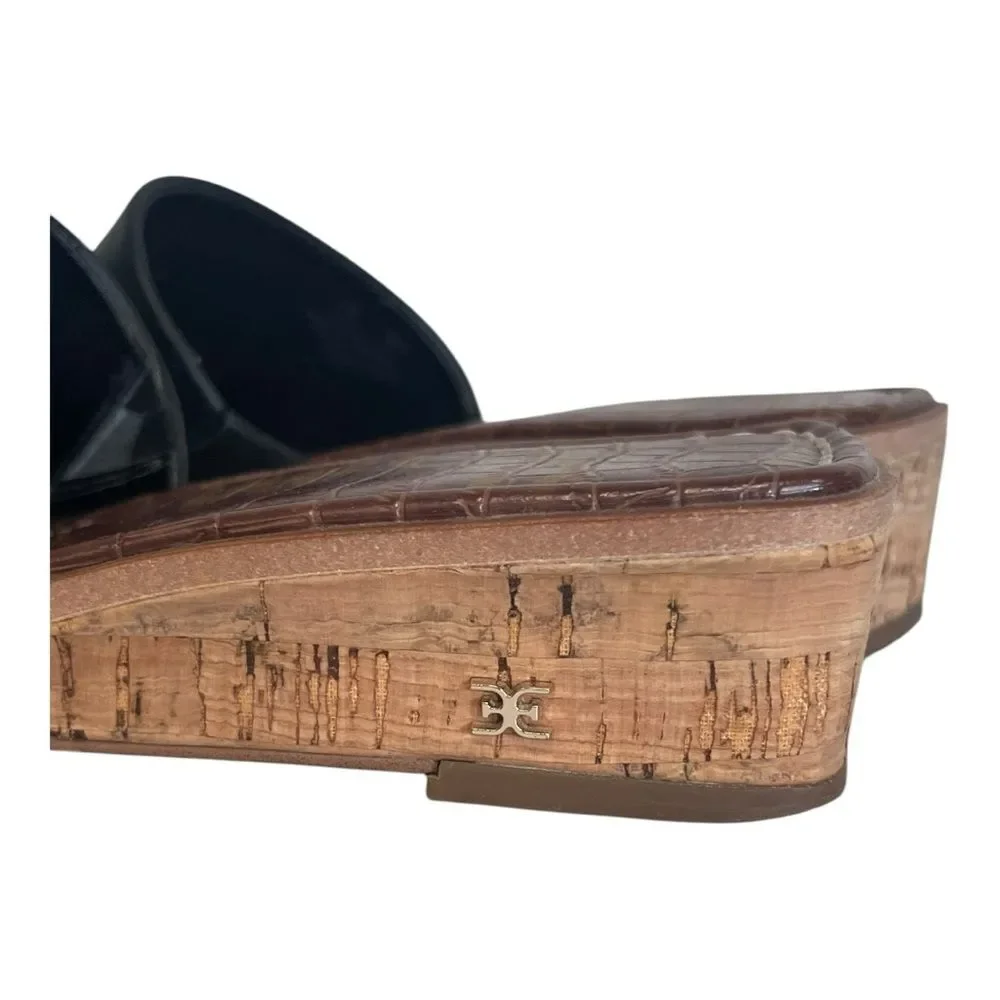 Sam Edelman |‎ Black Leather Valery Slip On Wedge Sandals 8.5